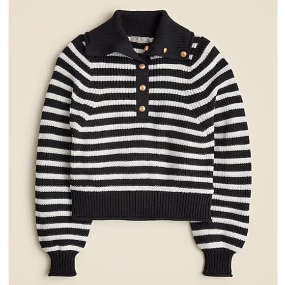 J.Crew Ribbed Cotton Button Collar Sweater - Picture 2 of 5